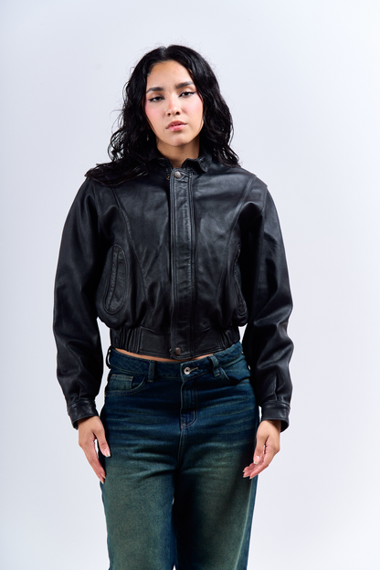 1990 Renzo Costa Vintage Crop Leather Jacket (XS)