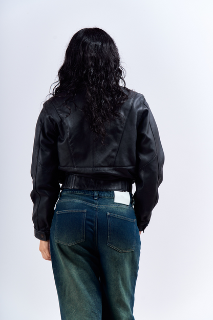 1990 Renzo Costa Vintage Crop Leather Jacket (XS)