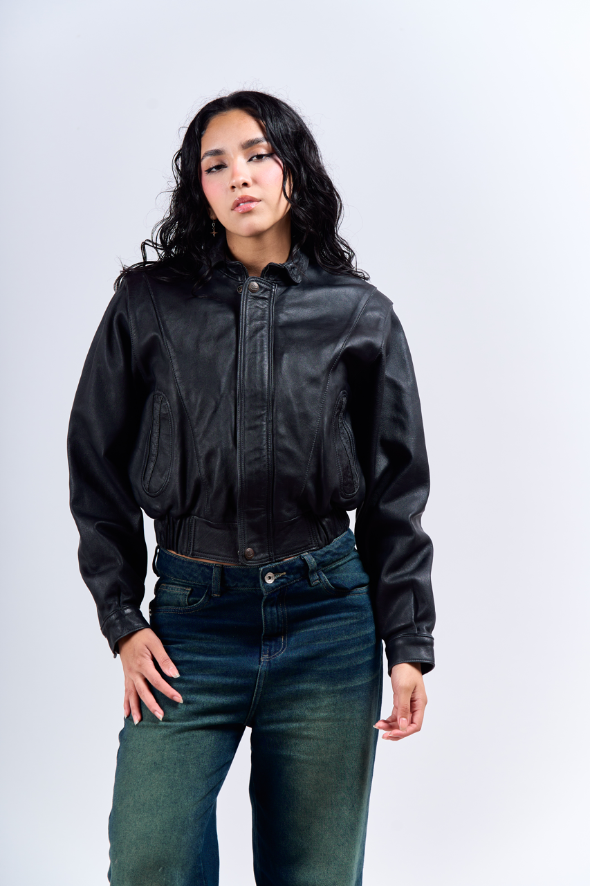 1990 Renzo Costa Vintage Crop Leather Jacket (XS)