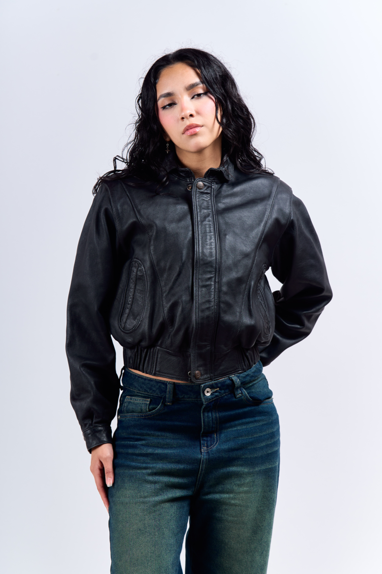 1990 Renzo Costa Vintage Crop Leather Jacket (XS)