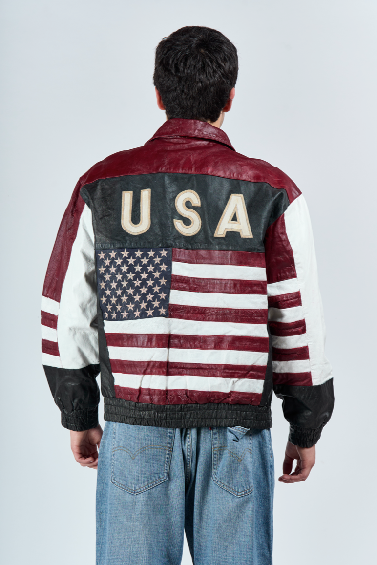 1990 Cosa Nova Big Logo USA Leather Jacket (S/M)