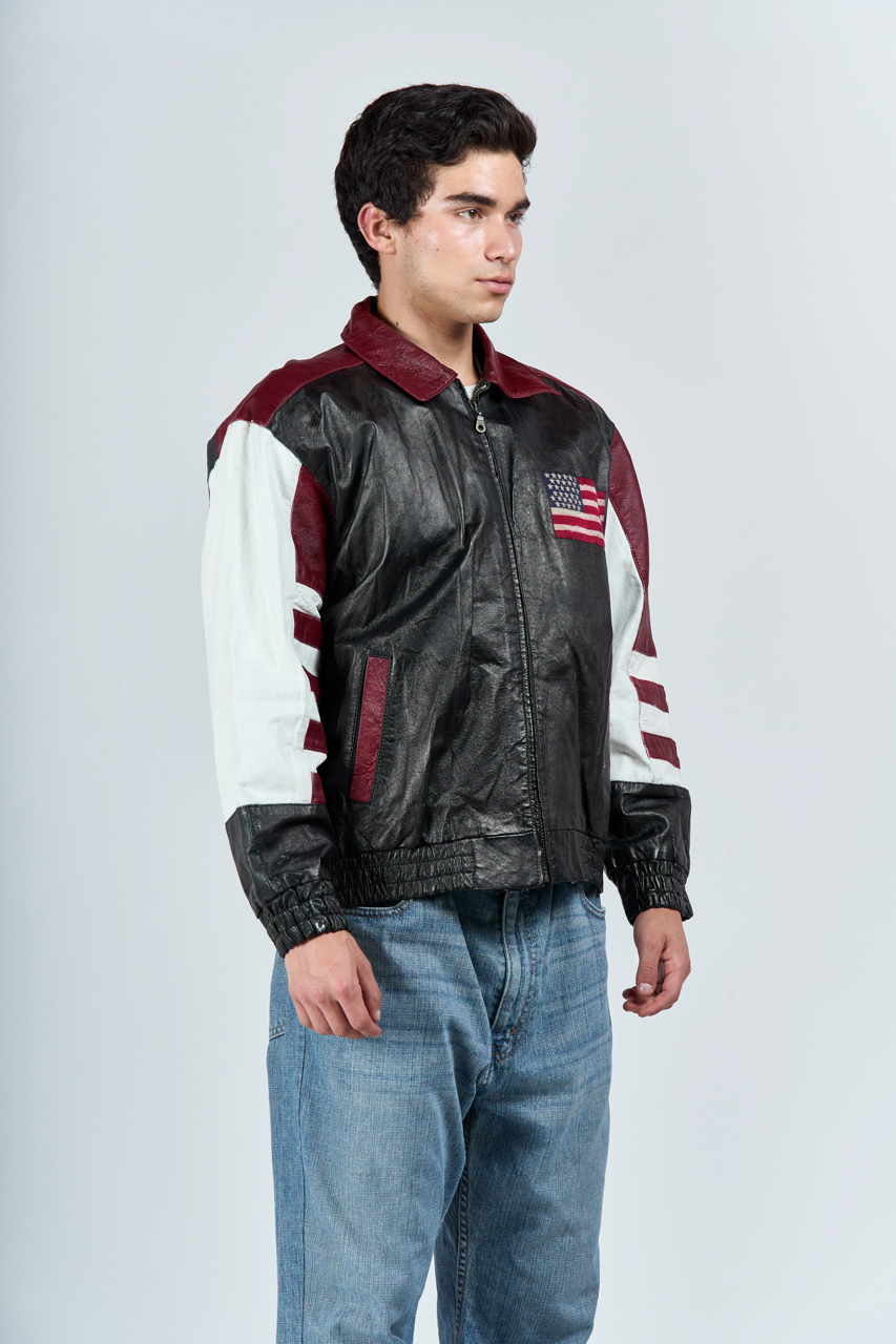 1990 Cosa Nova Big Logo USA Leather Jacket (S/M)