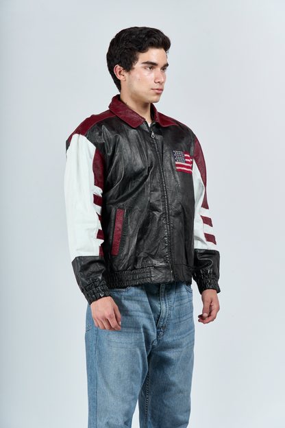 1990 Cosa Nova Big Logo USA Leather Jacket (S/M)