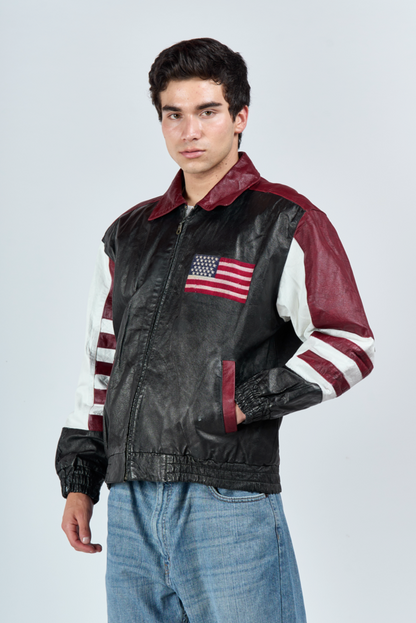 1990 Cosa Nova Big Logo USA Leather Jacket (S/M)