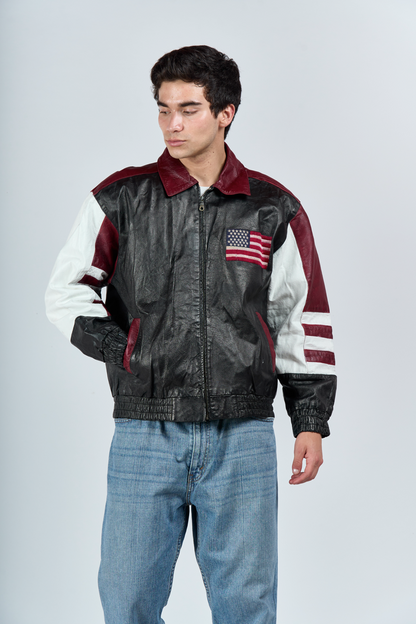 1990 Cosa Nova Big Logo USA Leather Jacket (S/M)