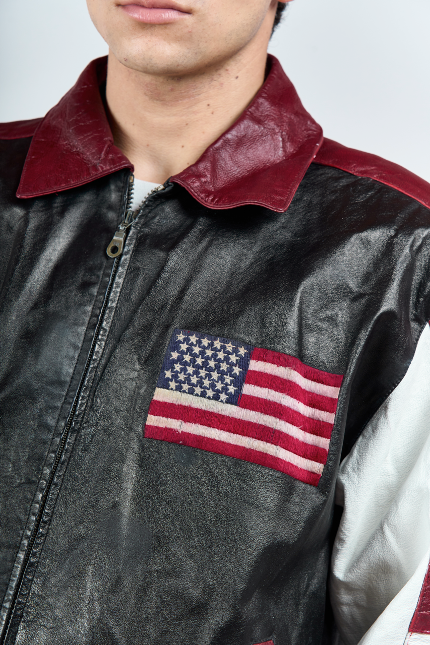 1990 Cosa Nova Big Logo USA Leather Jacket (S/M)