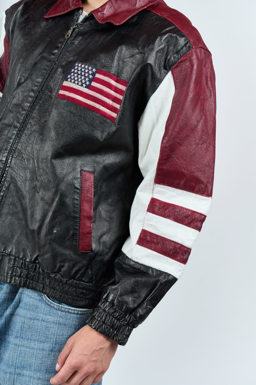 1990 Cosa Nova Big Logo USA Leather Jacket (S/M)