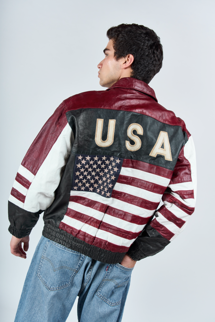 1990 Cosa Nova Big Logo USA Leather Jacket (S/M)