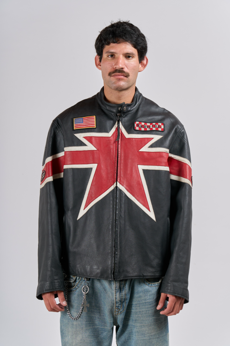 1990 Max TrackStar Leather Moto Jacket (L)