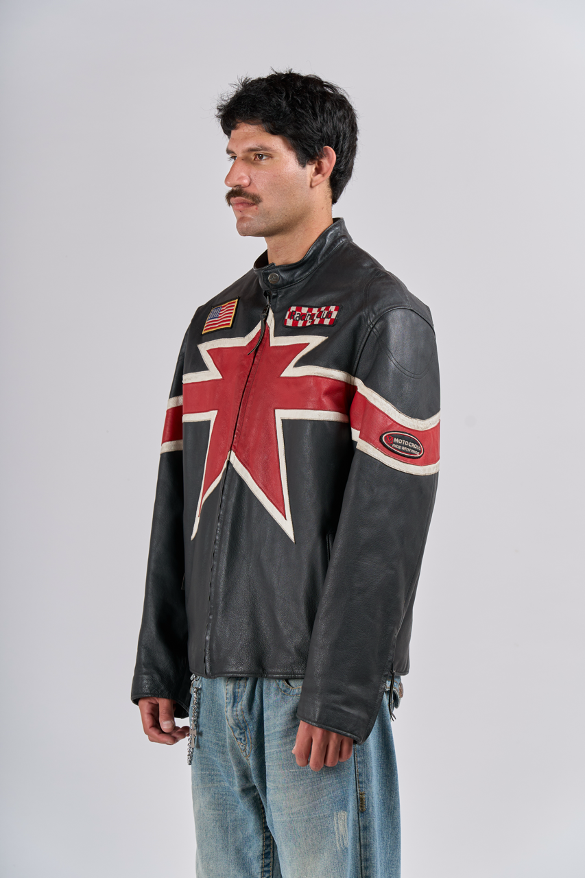 1990 Max TrackStar Leather Moto Jacket (L)