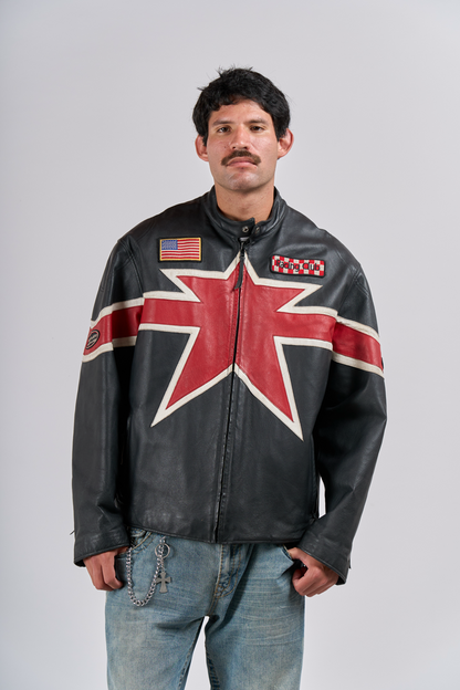 1990 Max TrackStar Leather Moto Jacket (L)