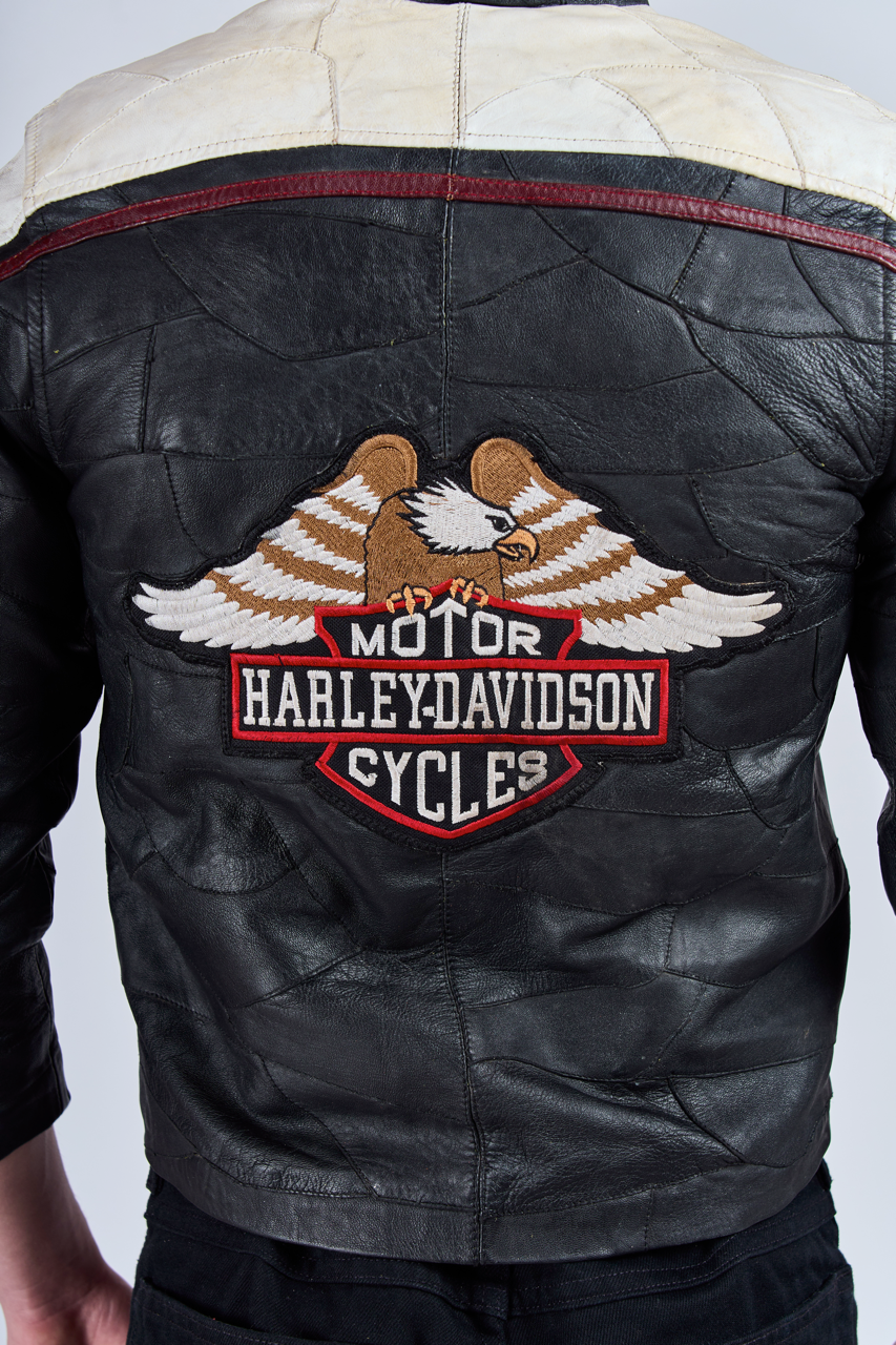 1990 Motor Harley Davidson Crop Leather Biker Jacket (XS/S)