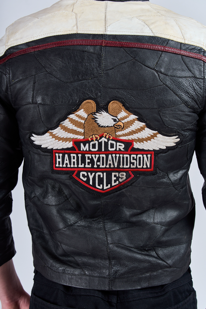 1990 Motor Harley Davidson Crop Leather Biker Jacket (XS/S)