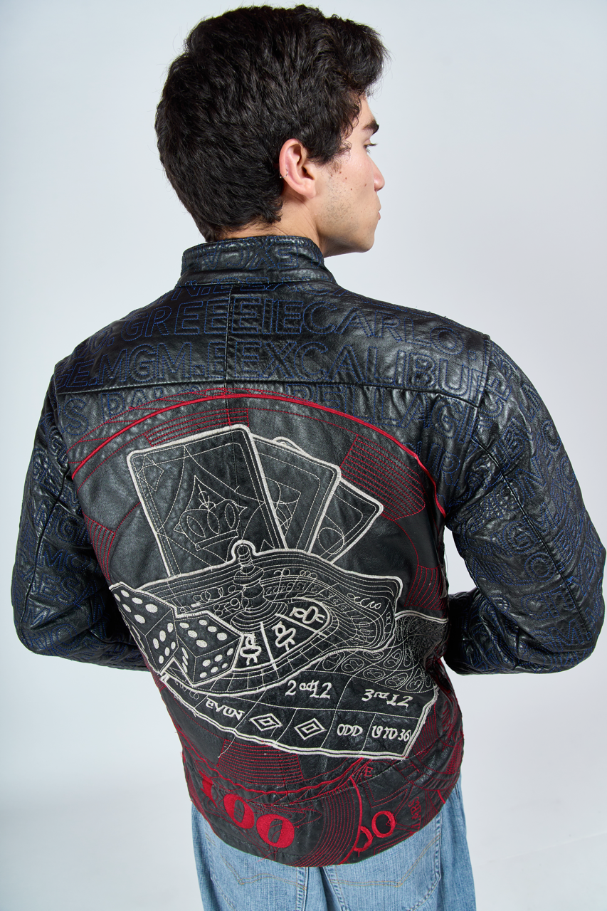 1990 Miss T Roulette Embroidered Leather Jacket (M/L)