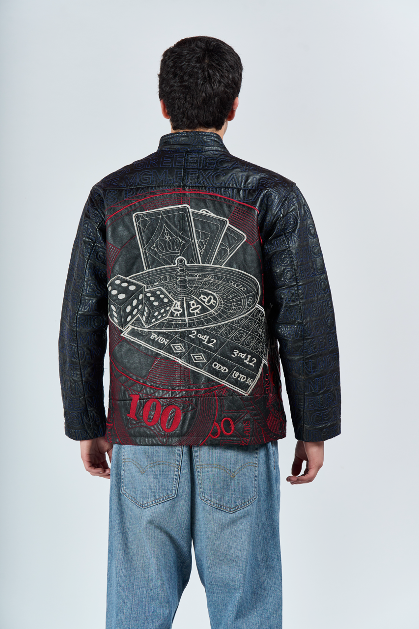 1990 Miss T Roulette Embroidered Leather Jacket (M/L)