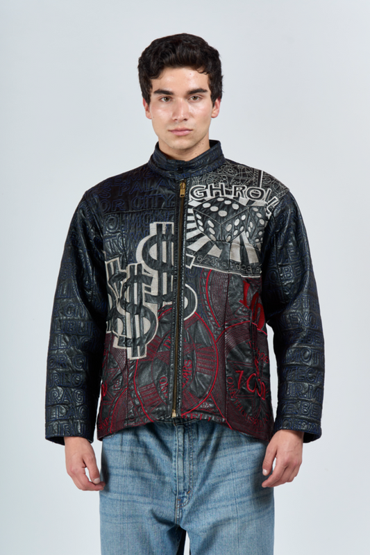 1990 Miss T Roulette Embroidered Leather Jacket (M/L)