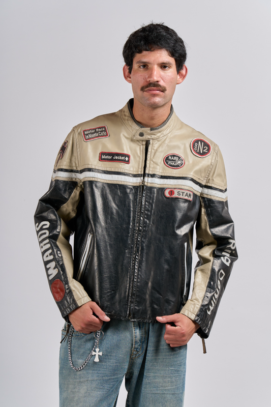 1990 Vintage Leather Stop N' Feel Free Leather Moto Jacket (M/L)