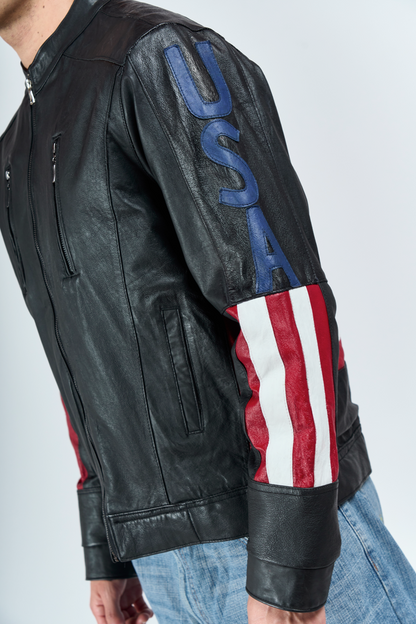 1990 The Gatsby USA Big Flag Leather Jacket (M/L)