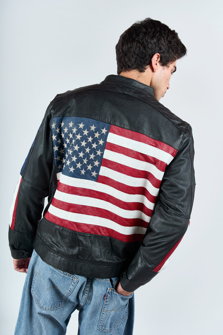 1990 The Gatsby USA Big Flag Leather Jacket (M/L)