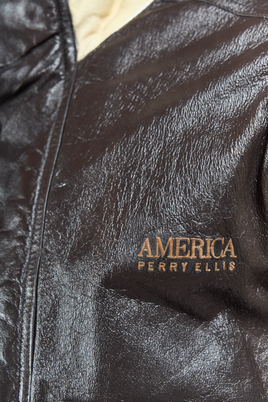 2000 American Perry Ellis Leather Bomber Jacket (M/L)