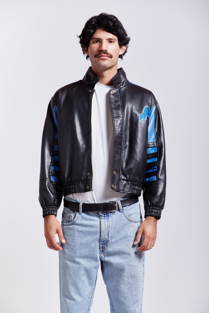 1990 NFL Detriot Lions Vegan Leather Varsity Jacket (XS/S)