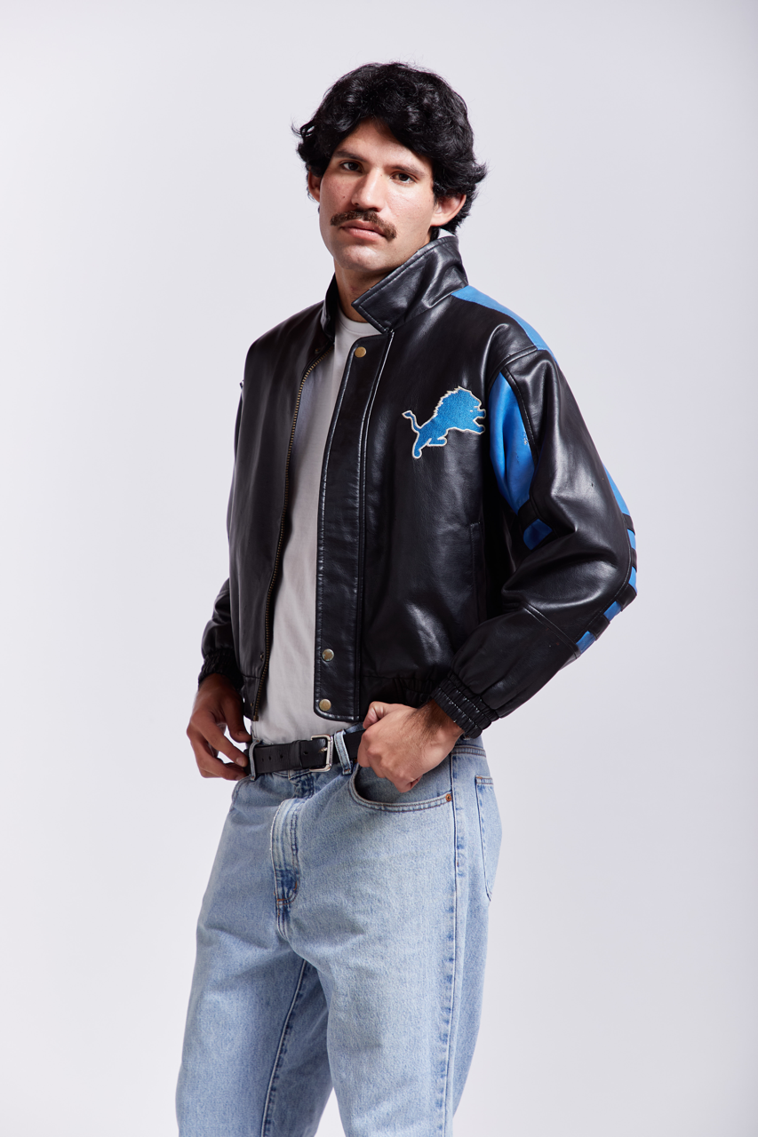 1990 NFL Detriot Lions Vegan Leather Varsity Jacket (XS/S)