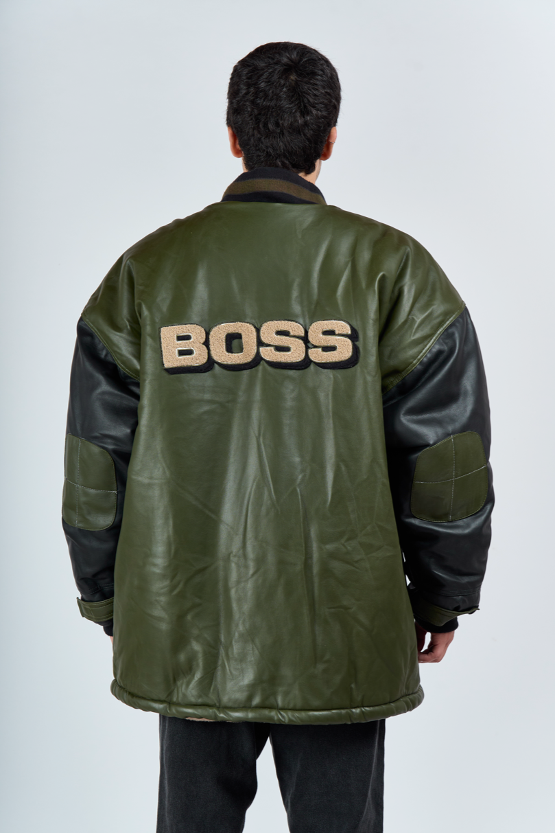 1990 Boss Vegan Leather Trench Jacket (XL)