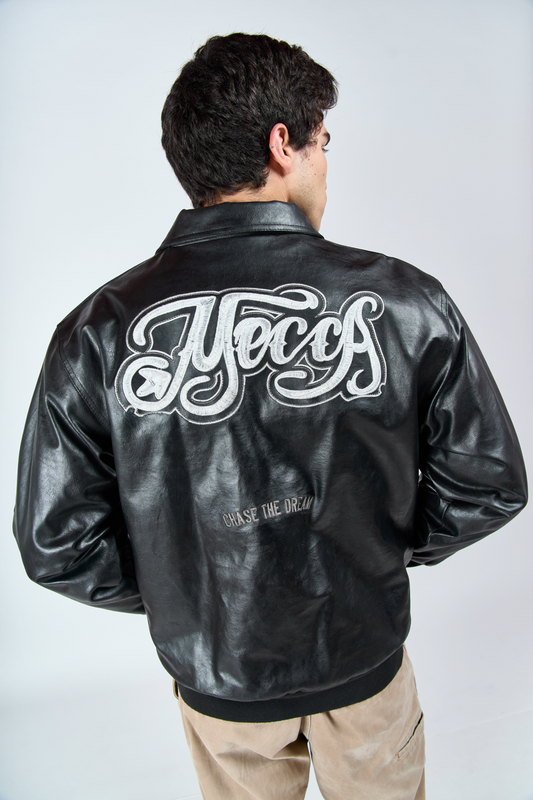 2000 Y2K Meca Vegan Leather Bomber Jacket (M/L)