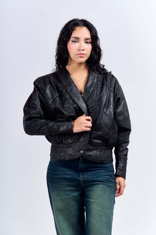 1990 Renzo Costa Vintage Leather Bomber Jacket (S)