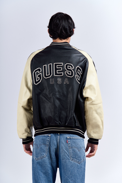 1990 Guess USA Leather Varsity Jacket (L/XL)