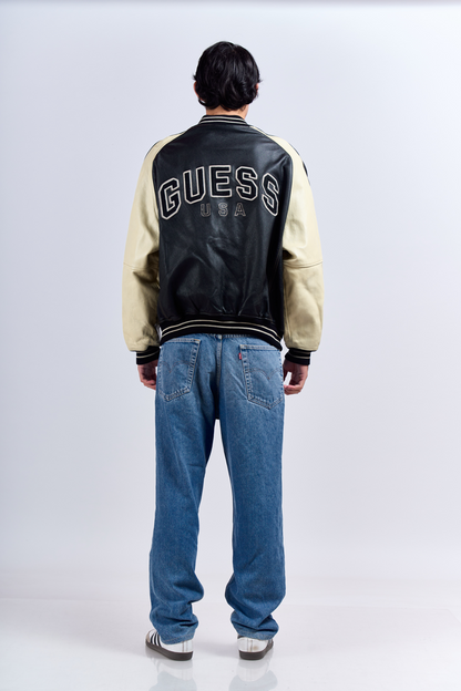 1990 Guess USA Leather Varsity Jacket (L/XL)