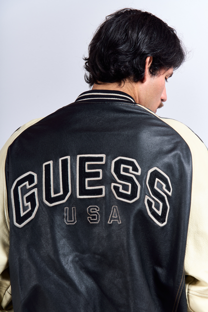 1990 Guess USA Leather Varsity Jacket (L/XL)