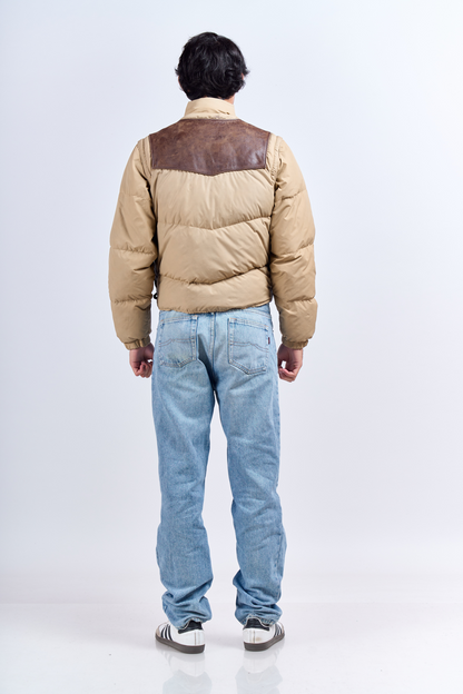 1990 Down by Schott Leather Puffer Convertible Jacket/Vest (S/M)