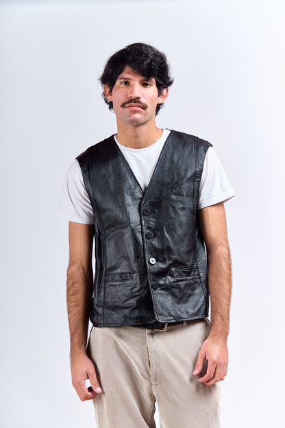 Black Leather Vest (S/M)