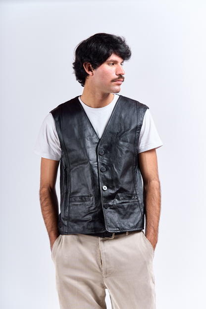 Black Leather Vest (S/M)