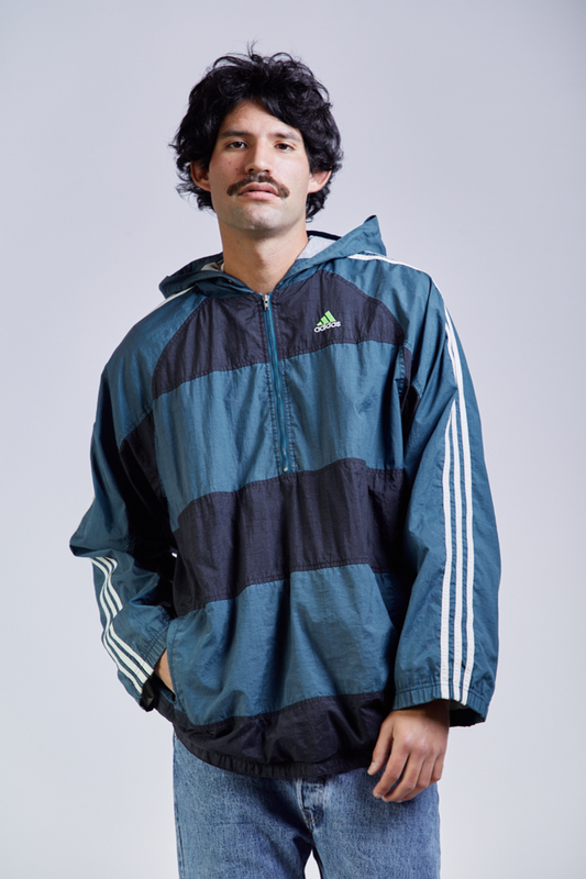 1990 Adidas Striped Hoodie (L/XL)