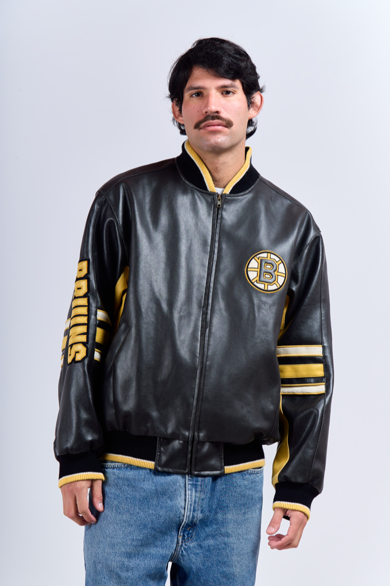 2010 NHL Boston Bruins Vegan Leather Jacket (M/L)