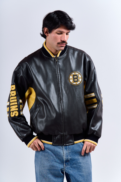 2010 NHL Boston Bruins Vegan Leather Jacket (M/L)