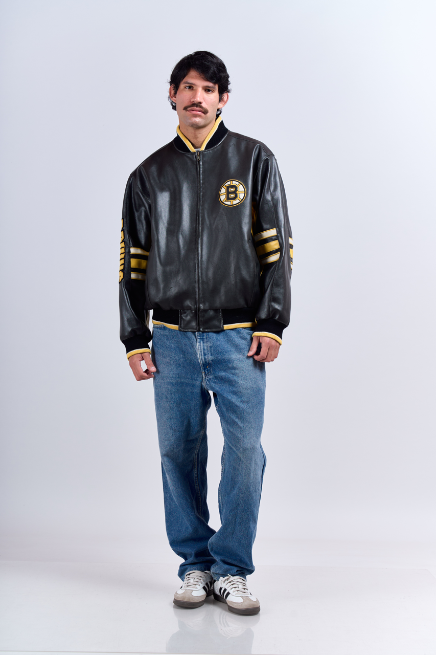 2010 NHL Boston Bruins Vegan Leather Jacket (M/L)