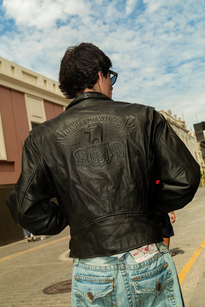 1990 Harley Davidson "Aguila en Relieve" Biker Leather Jacket (L)