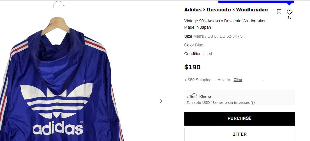 1990 Adidas x Descente Big Logo Reflective Jacket (M/L)