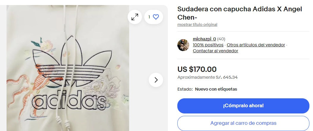 2020 Adidas x Angel Chen Peachskin Hoodie (M/L)