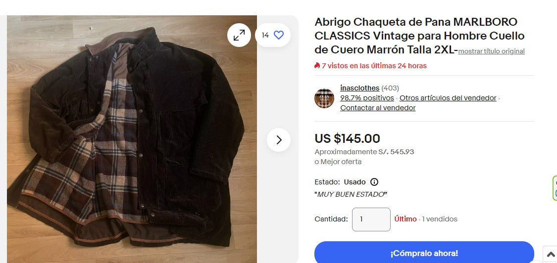 1990 Marlboro Classic Leather Corduroy Coat (L/XL)