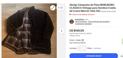 1990 Marlboro Classic Leather Corduroy Coat (L/XL)